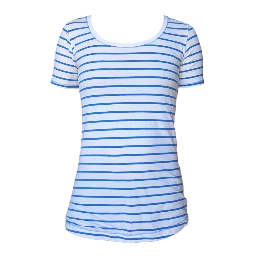 lululemon | Every Yogi Tee Blue & White Striped T-Shirt Size 4